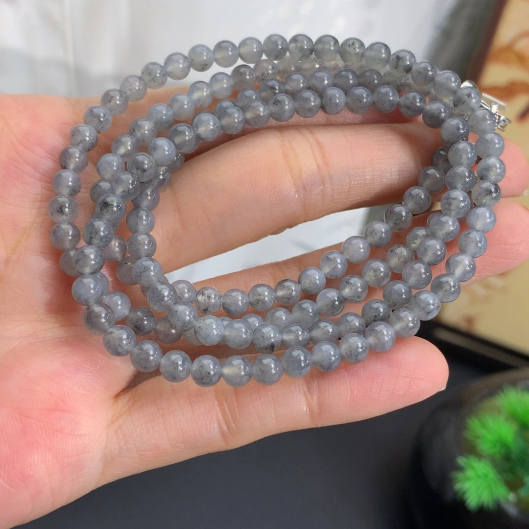 翡翠未镶嵌手串卡4.3冰胶乌鸡项链