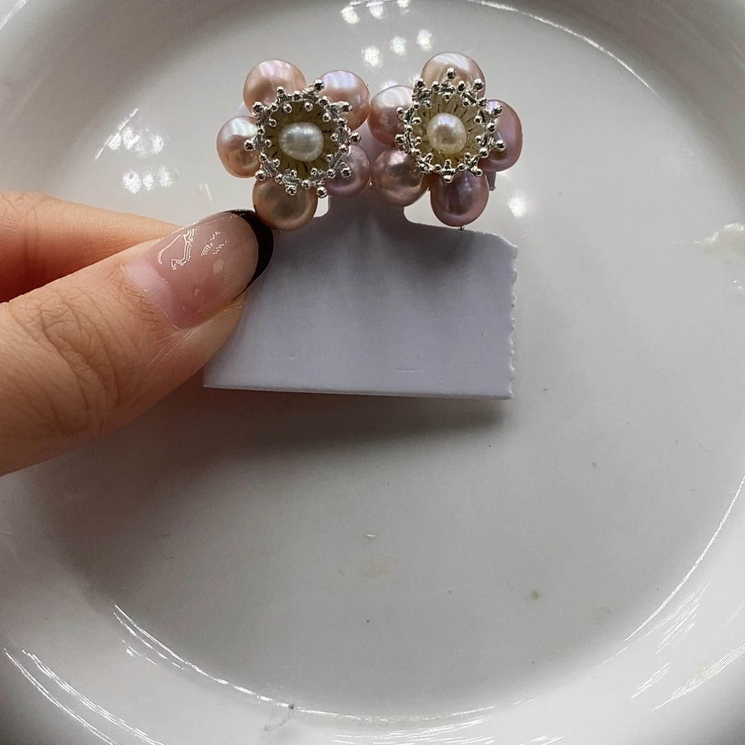 耳饰淡水珍珠银S925镶嵌