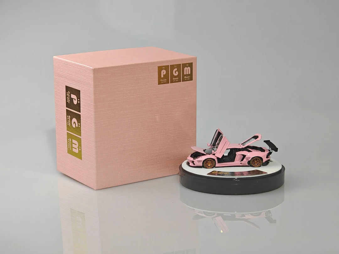 PGM 1:64兰博基尼LBWK LP700-4粉色大牛宽体仿真合金全开汽车模型