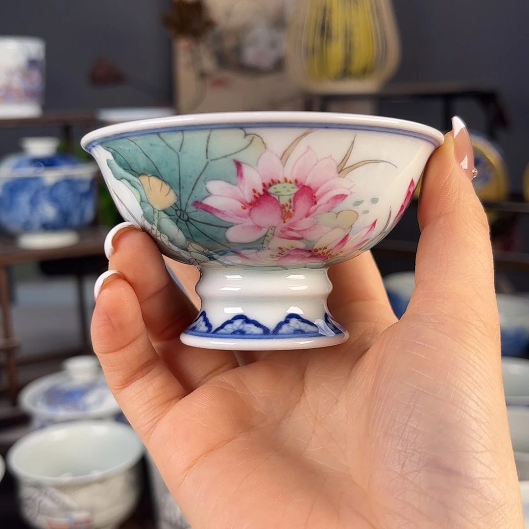 摆件月*景德镇陶瓷茶杯多人
