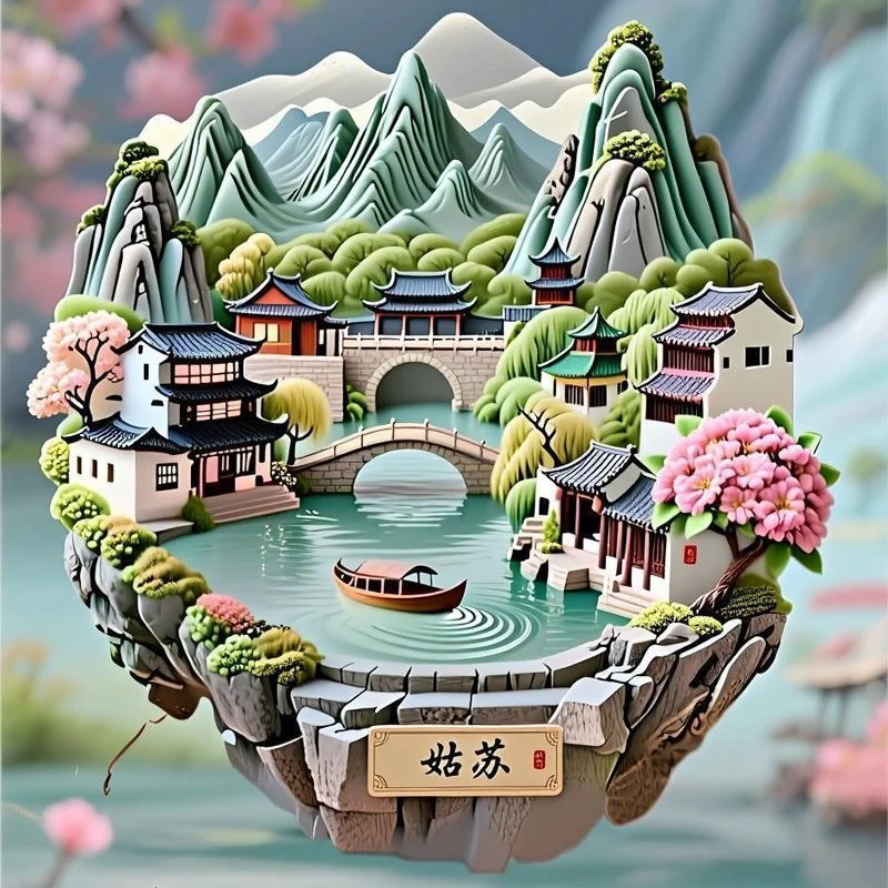 苏州旅游景点金属浮雕磁吸冰箱贴原创纪念收藏品文创伴手礼