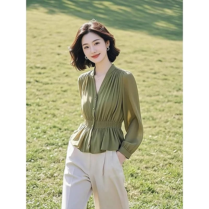 2025夏季新款法式休闲风高级感时尚气质小众百搭设计感上衣衬衫女