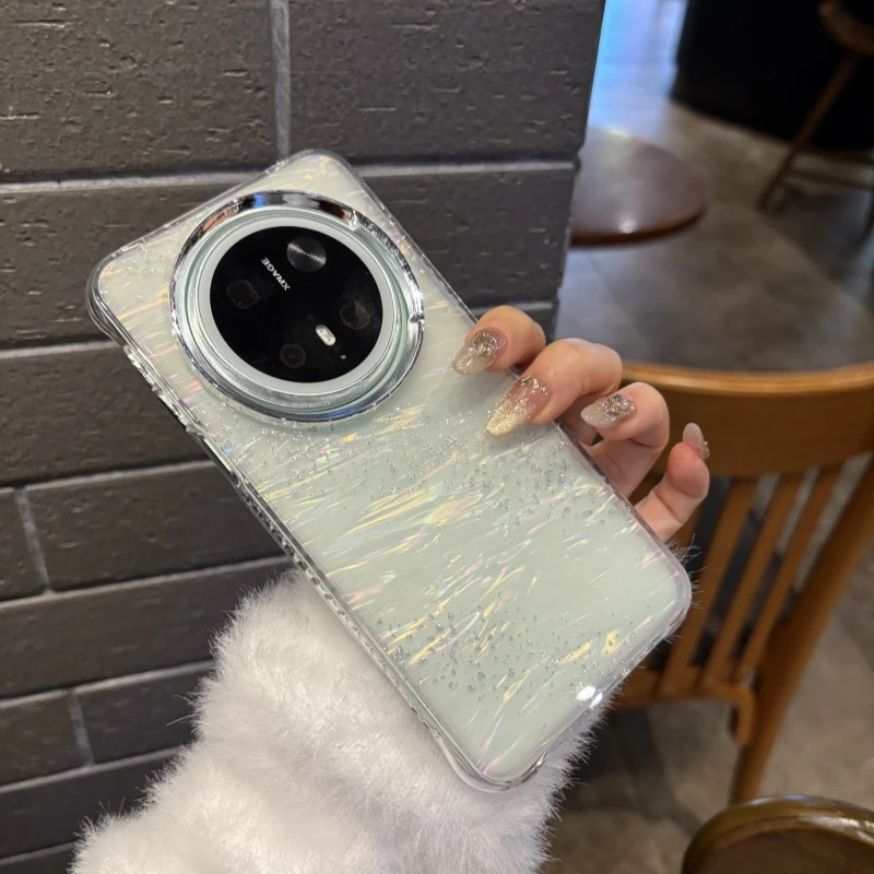 小清新贝壳纹适用于华为mate70pro手机壳P60/pura70防摔透明高级