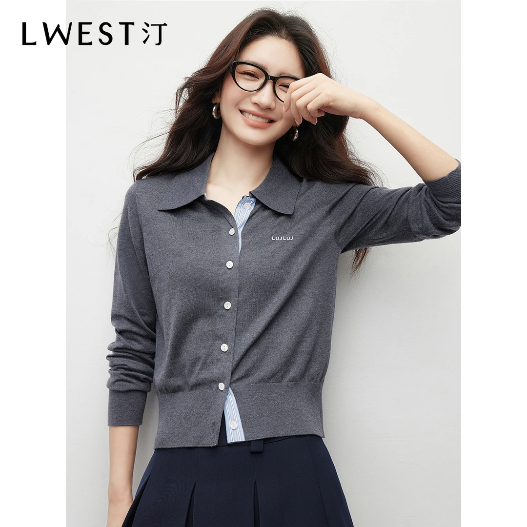 9614【女乔专享】朗文斯汀字母绣花高级感灰色针织衫DTYZ5308C19614