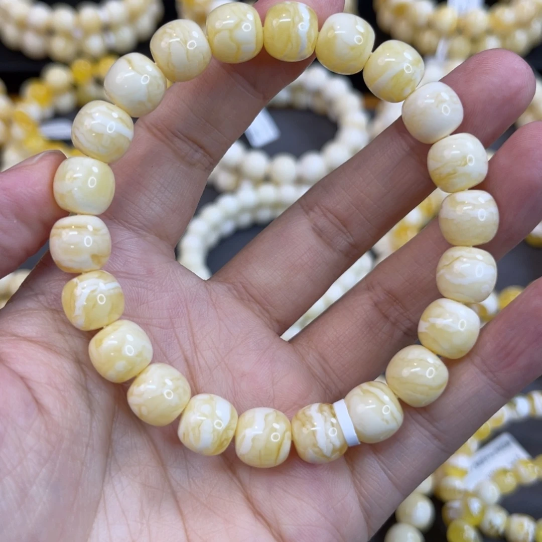 蜜蜡未镶嵌手链10x9.5mm虎皮纹