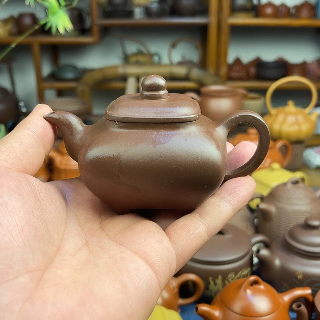 紫砂壶赵*全手工四方传炉130cc原矿老紫泥