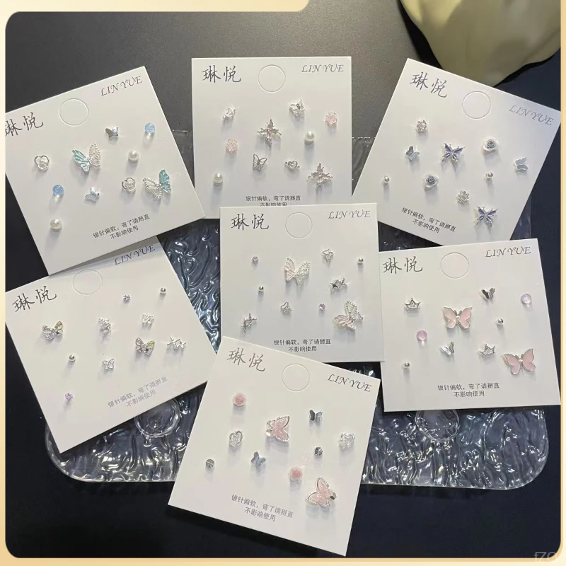 亚克力蝴蝶耳钉小巧耳饰小众超仙饰品花季少女系列甜美 合金耳饰