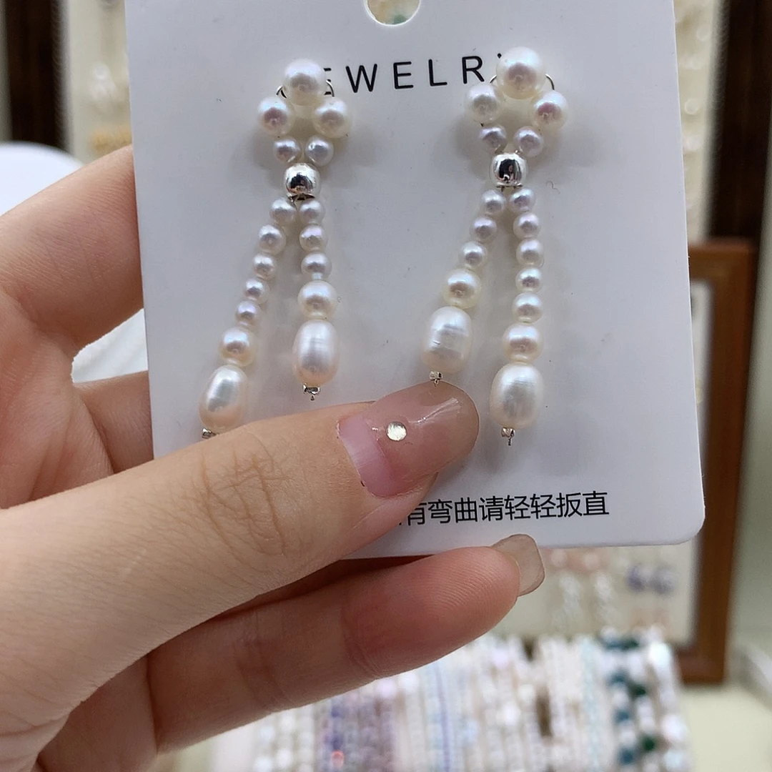 银S925镶嵌淡水珍珠耳饰