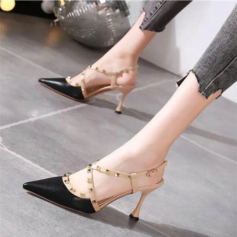 高跟鞋单鞋2025年百搭性感细跟包头尖头女鞋气质网红时尚夏季少女
