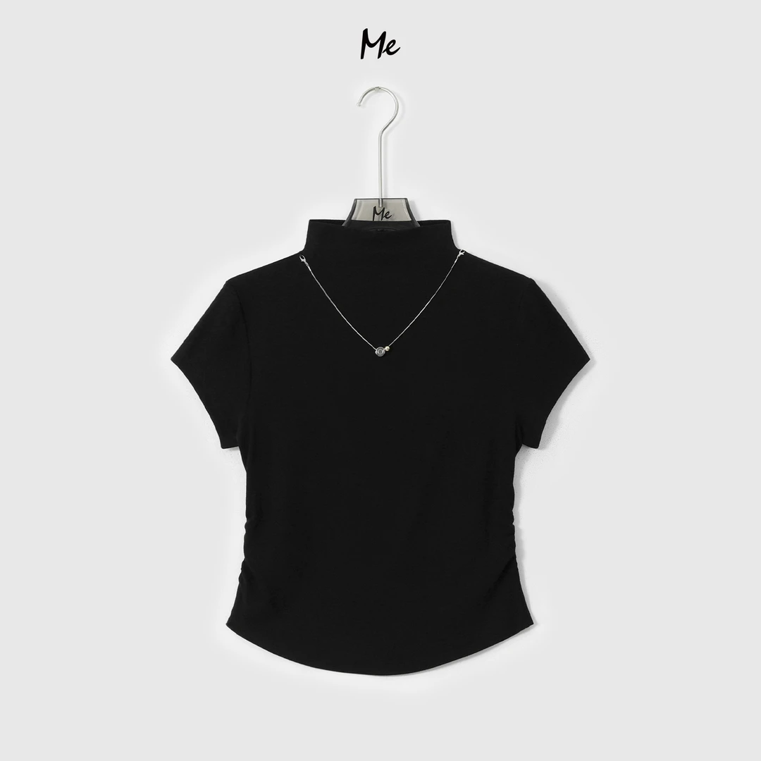 ME【半高领沙漏衫】超柔Q弹极简抽褶收腰显瘦时尚百搭上衣MESA0534