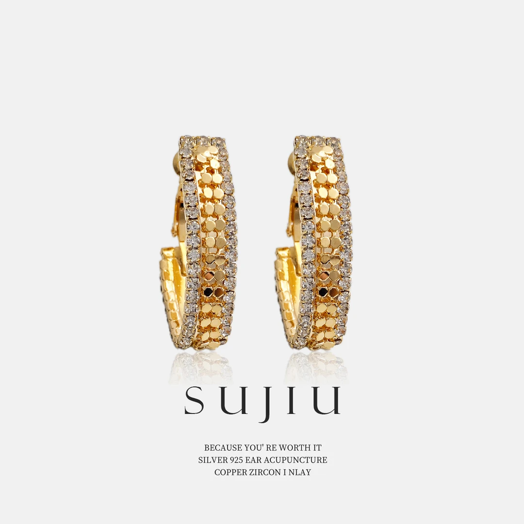 铜合金耳饰 SUJIU 925银针【璀璨之芒】复古气质耳钉耳环耳坠7053