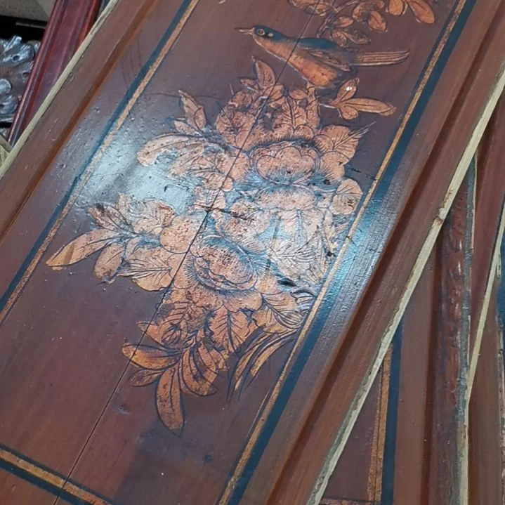 默***居香榧木老木雕花版七片