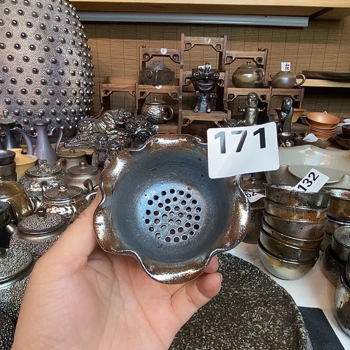 高温柴烧陶泥茶漏