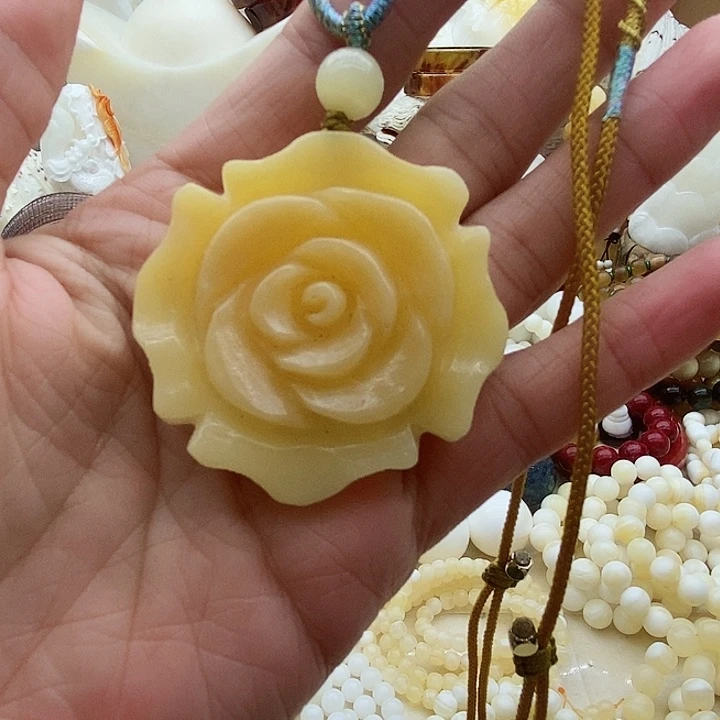 玫瑰花吊坠项链女