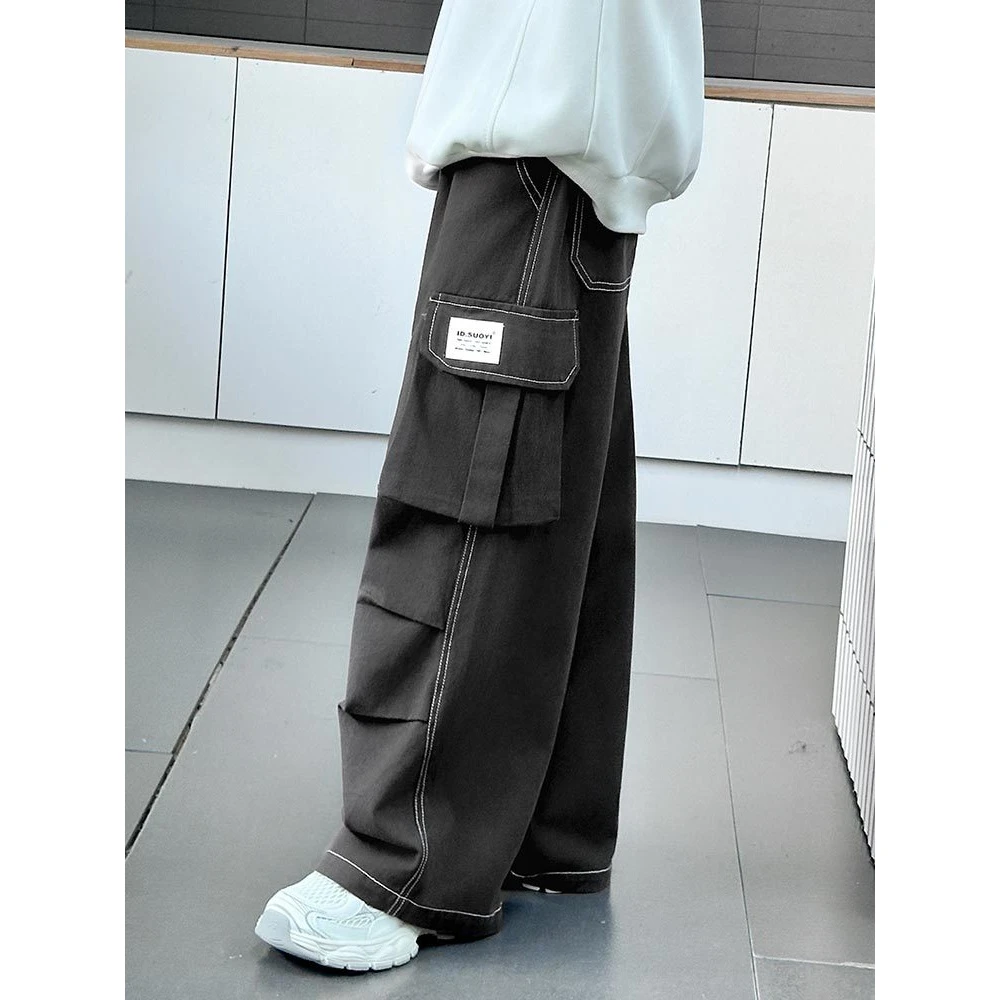 男童秋季明线工装裤2025新款中大儿童宽松百搭休闲帅气阔腿裤长裤