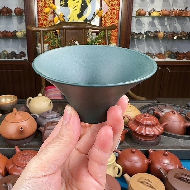 紫砂茶壶斗笠绿泥