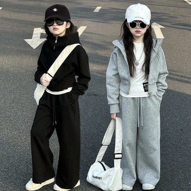 女童卫衣套装春秋2025新款洋气儿童韩系穿搭女大童又酷又飒的童装