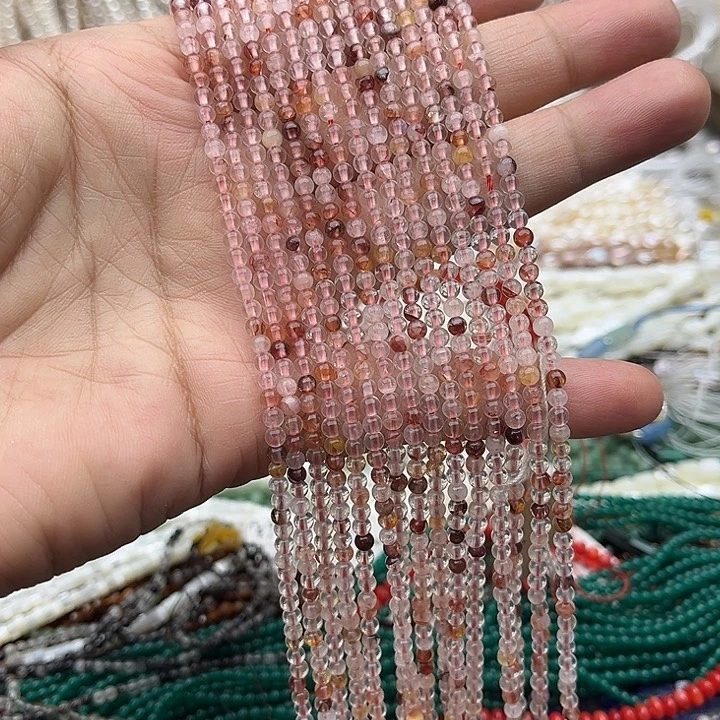 玛瑙/玉髓未镶嵌珠宝半成品一条3mm左右彩发晶