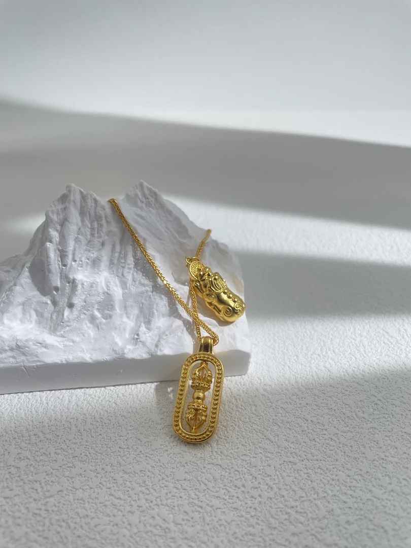 坠链均足银 足银镀金【貔貅金刚杵套链】气质轻著吊坠百搭韦雪同款