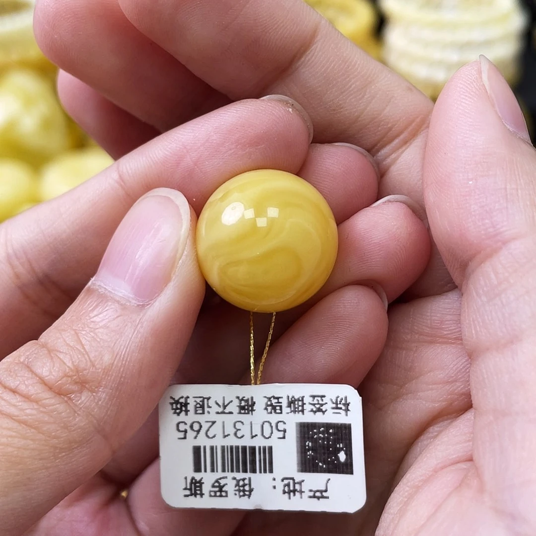 琥珀未镶嵌珠宝奇石17.2mm微瑕浓蜡拉丝妖花