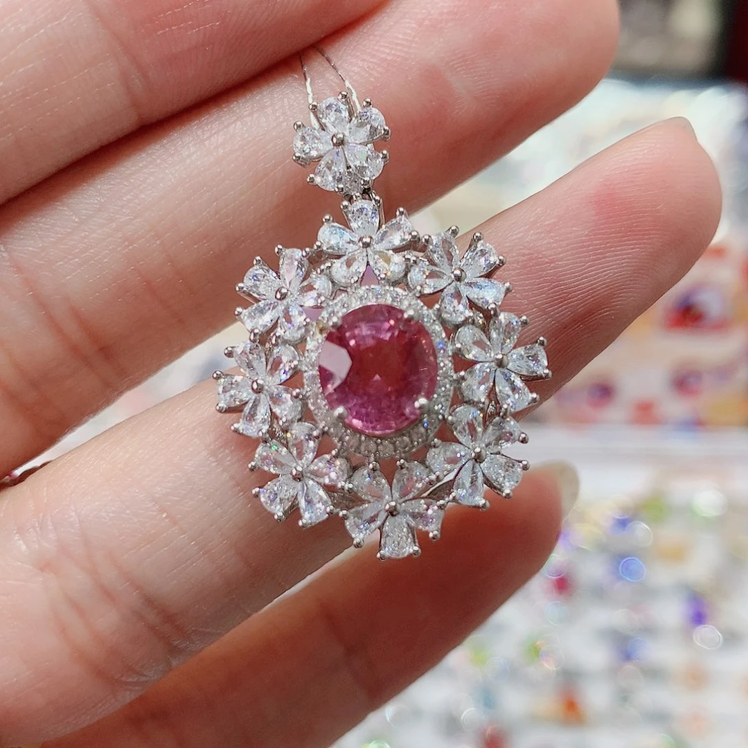 碧玺吊坠赠链银S925镶嵌