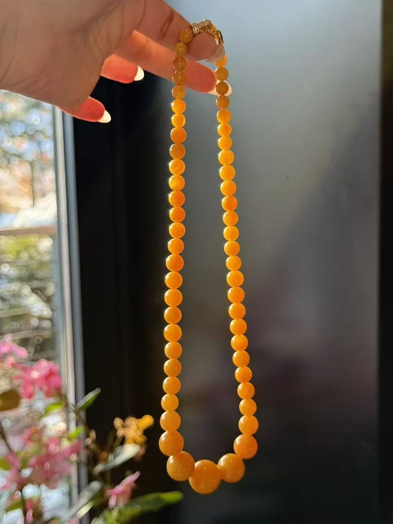 非金属仿水晶项链 圆珠塔链鸡油黄17MM［贵气拉满］