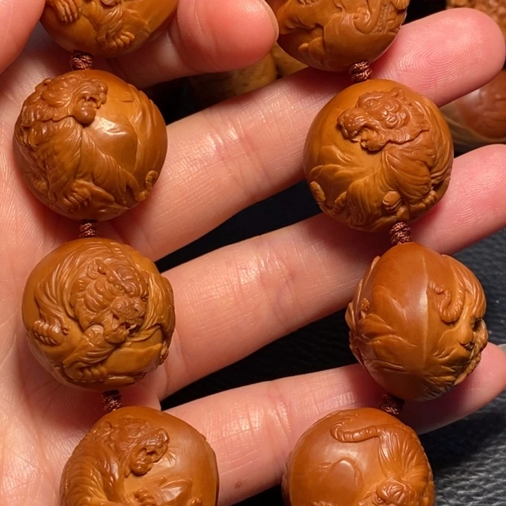 闲***鹤橄榄核手串/手链老虎手串