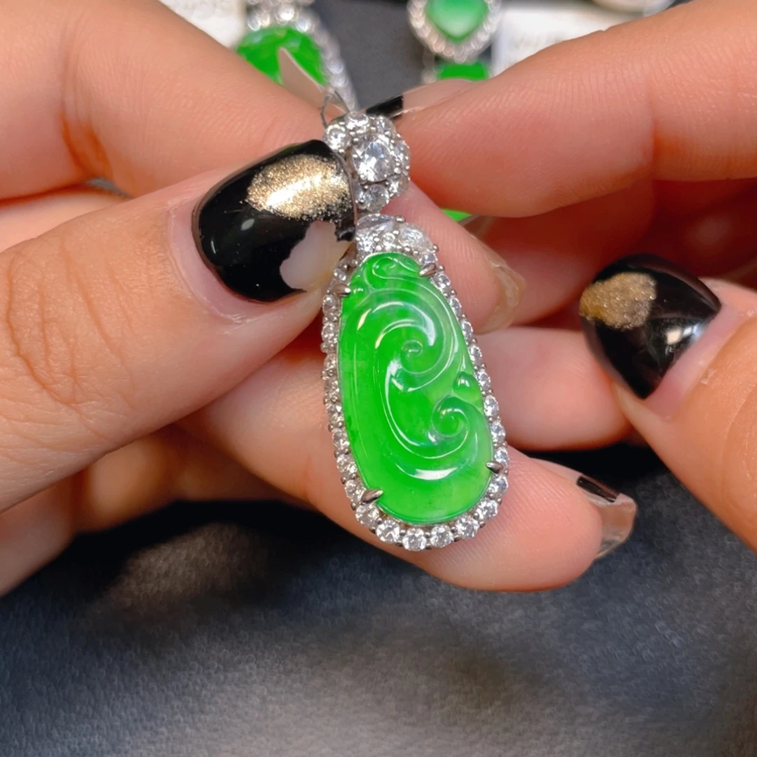 翡翠银S925镶嵌挂件nnnn