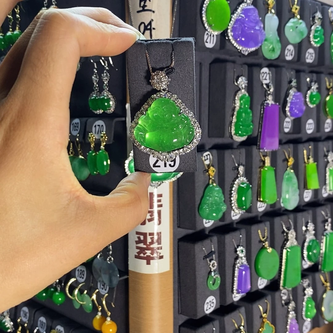 银S925镶嵌翡翠耳饰219