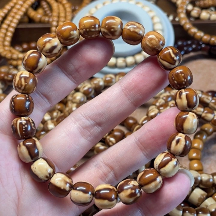 铁***锹手串紫金鼠实心紫金鼠手串10.5花皮孔道瑕