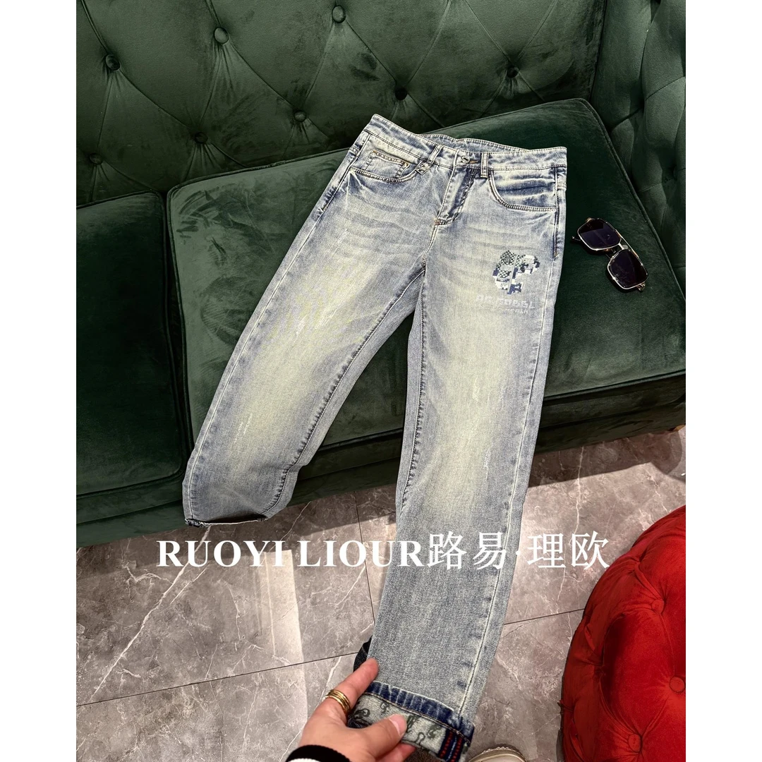 2025 春夏新品欧货小脚弹力牛仔裤0012