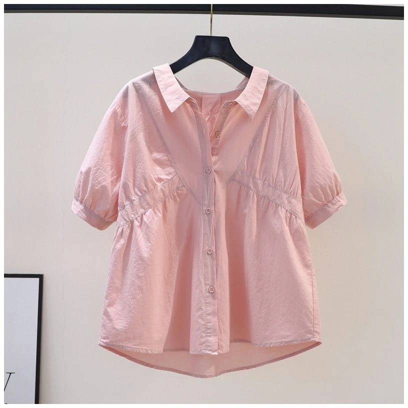 A2503新款2025大码夏装爆款减龄短袖独特娃娃衫微胖女生显瘦上衣