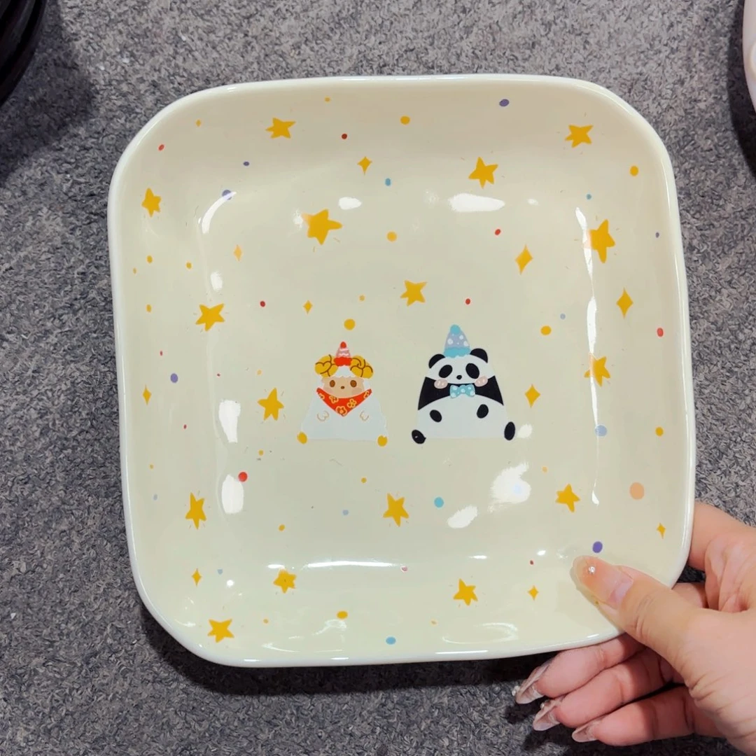 陶瓷卡通动物八寸方盘