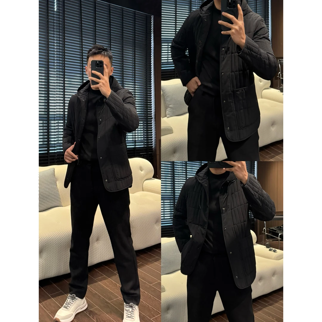 【阿杜先生·四合扣连帽棉服】秋冬圆角开叉全维度包边棉服+255533