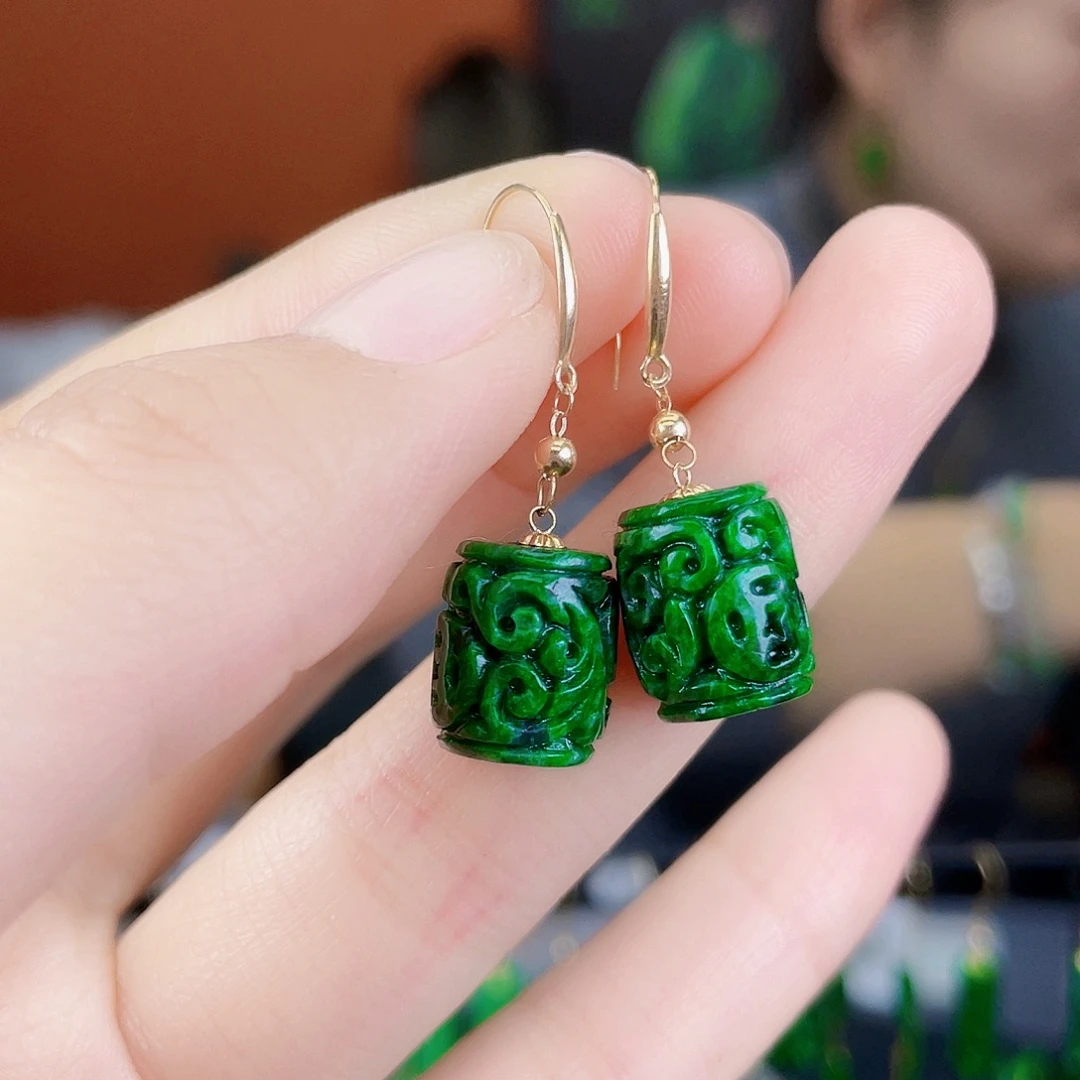 翡翠18K金镶嵌耳饰