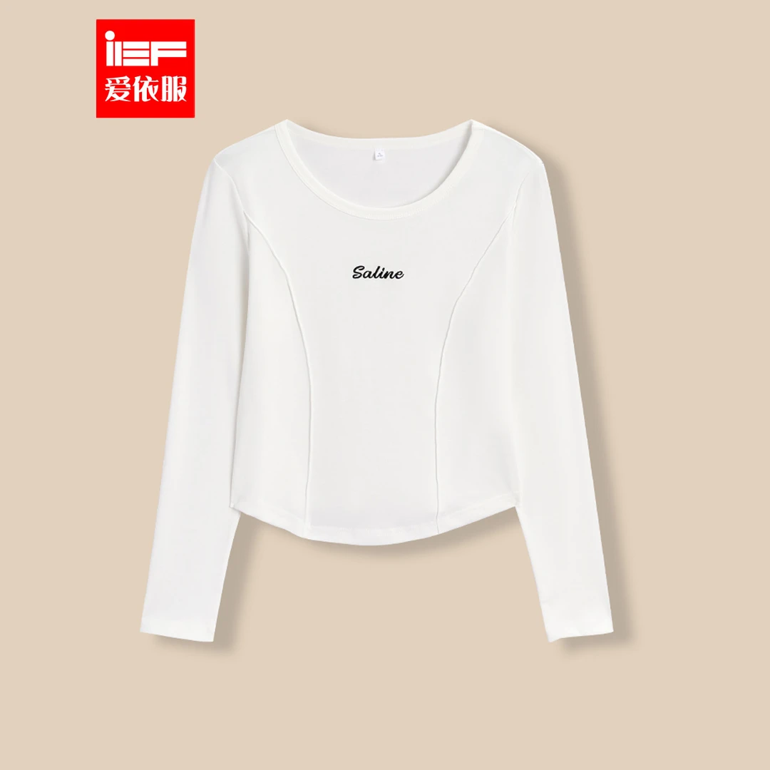 IEF/爱依服2025秋季新款时尚短款简约长袖T恤女设计感休闲上衣