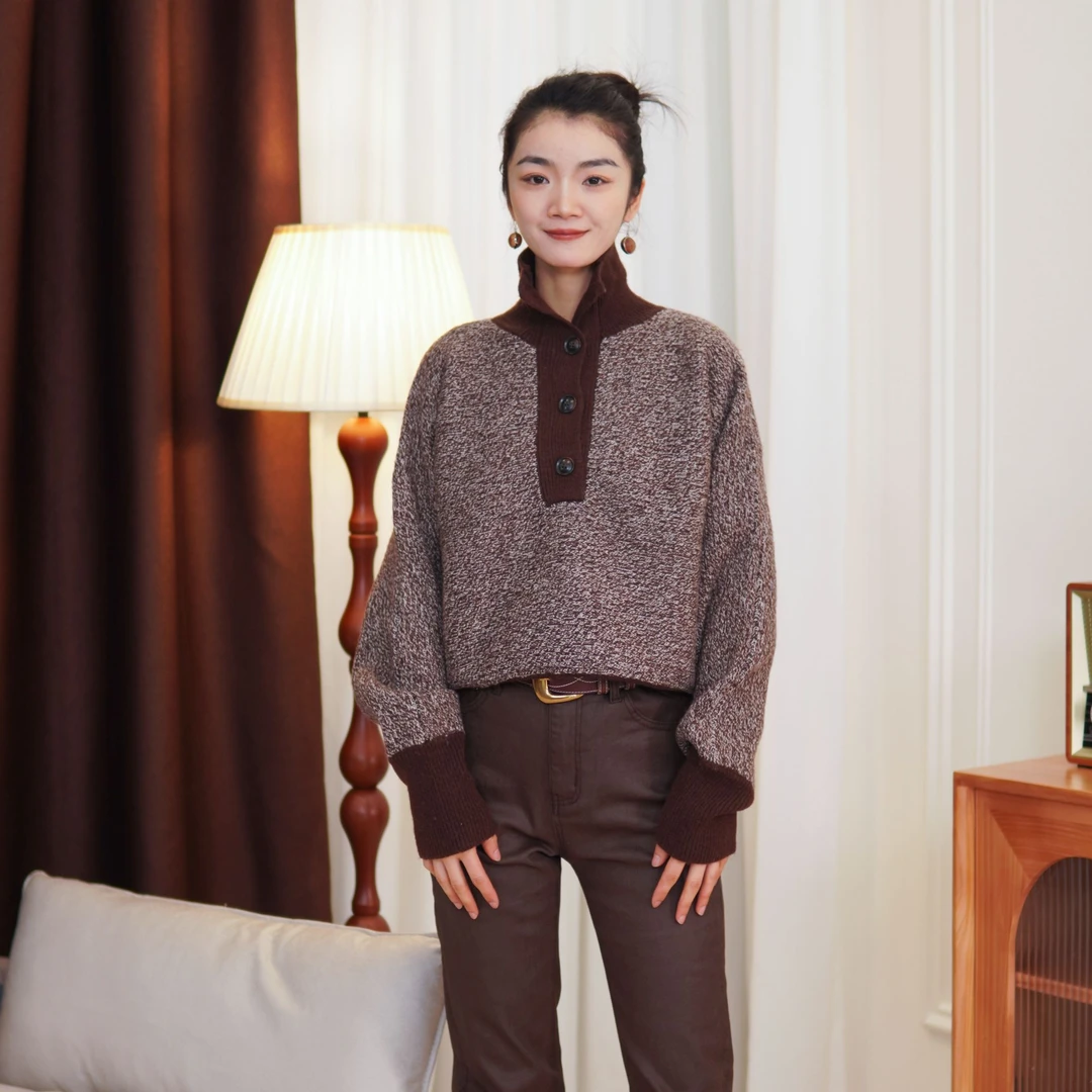 CHUN·「特斐尔羊毛花纱针织衫」时尚百搭韩版百搭简约文艺新年小众