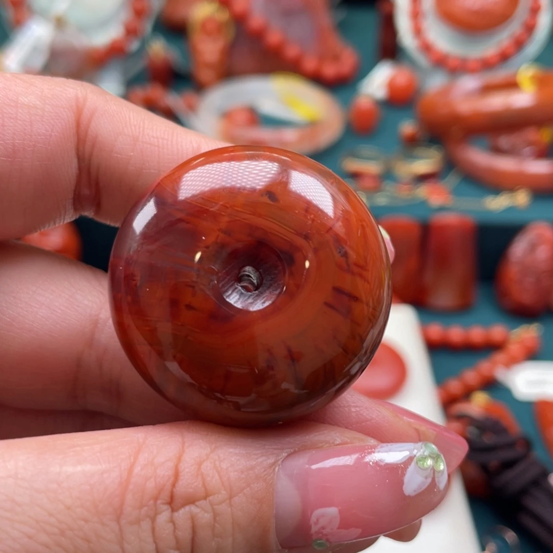 未镶嵌川料南红满肉平安扣吊坠35+mm南红玛瑙