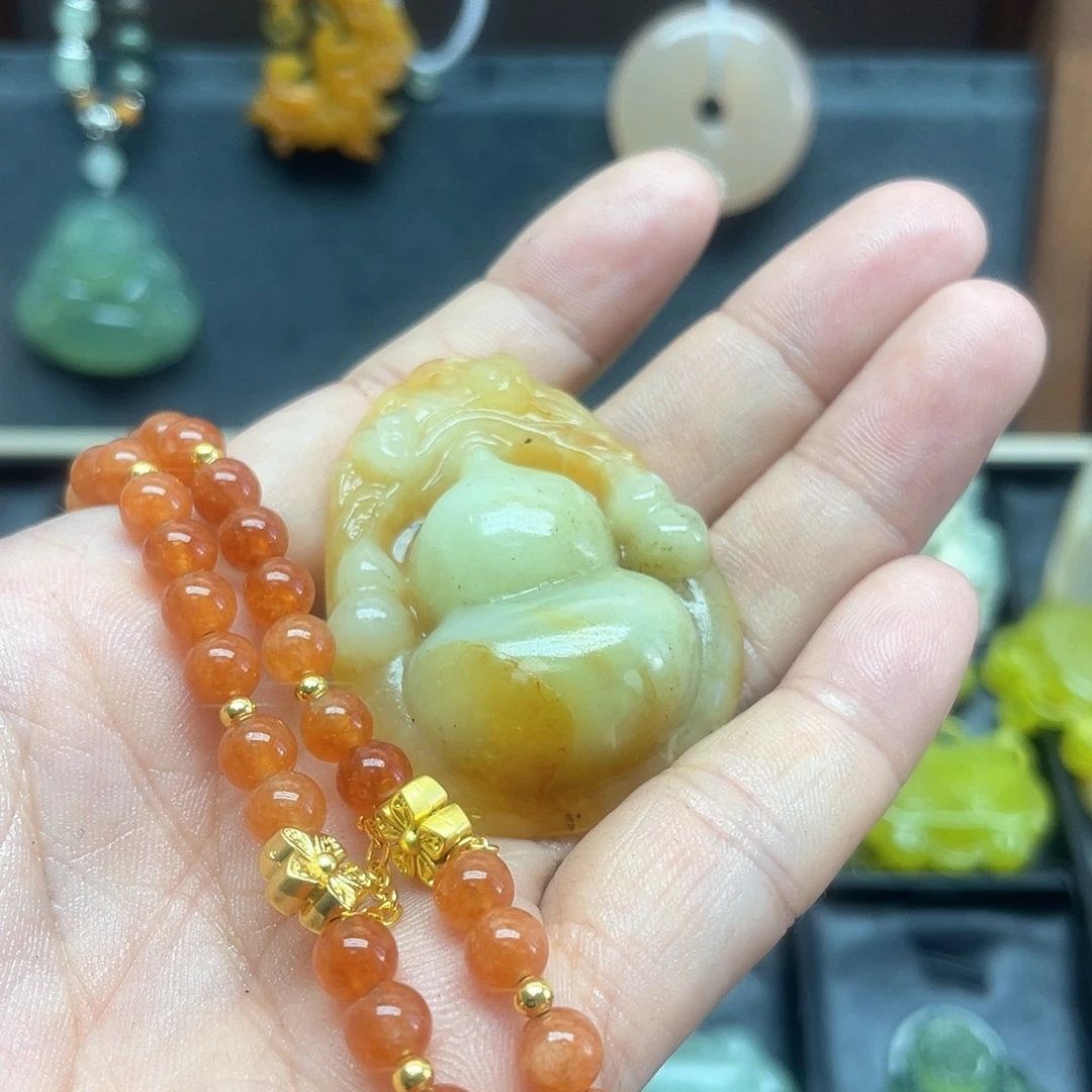 原***珑蛇纹石玉未镶嵌颈饰
