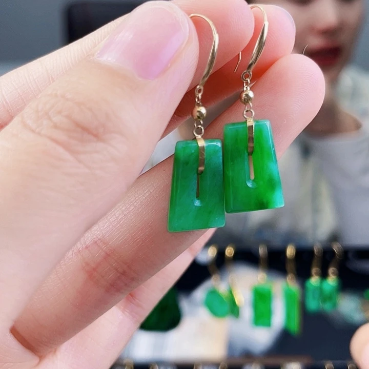 翡翠耳饰18K金镶嵌饰品