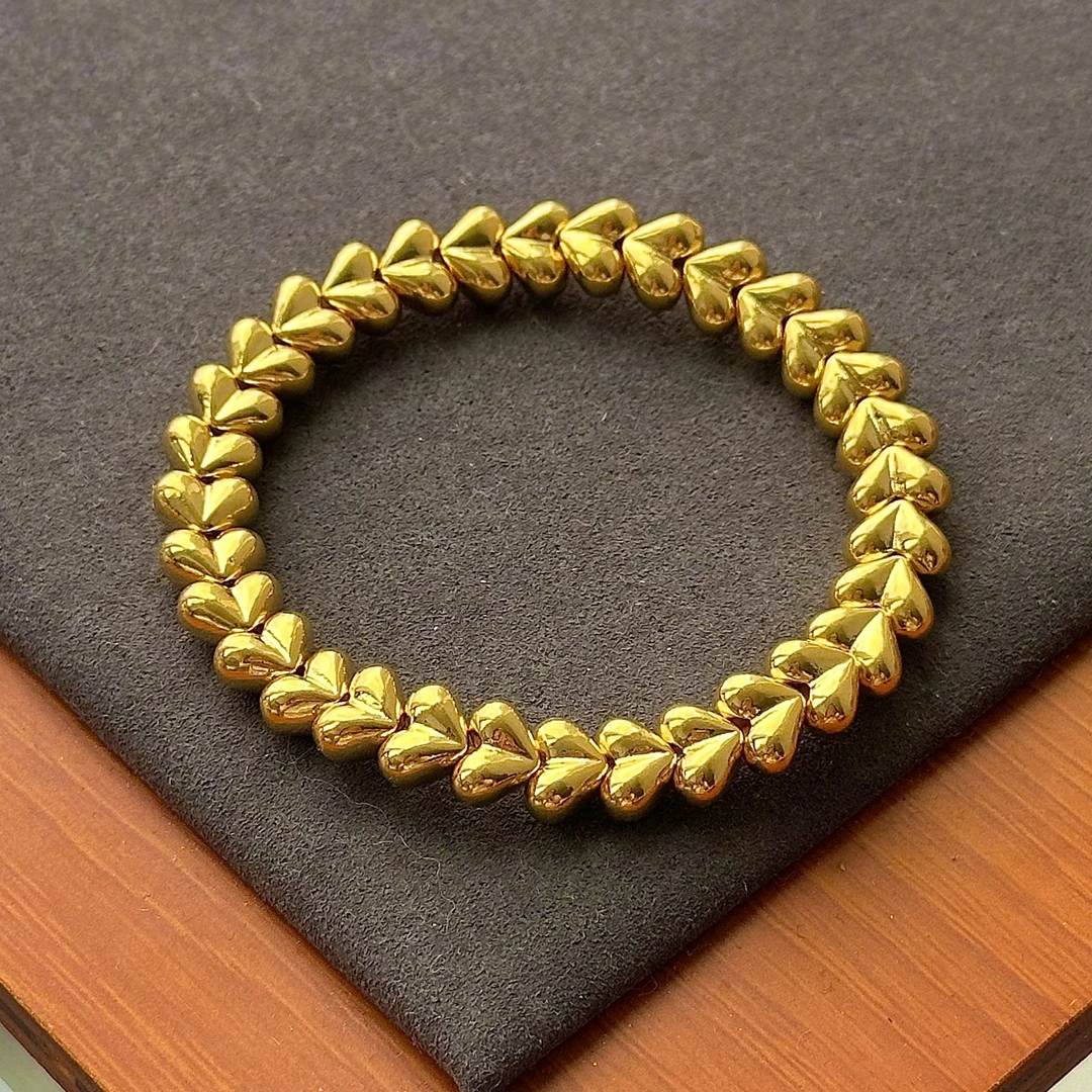 【慢慢-周】足金999 屁桃爱心手串足金串珠手串小克重黄金