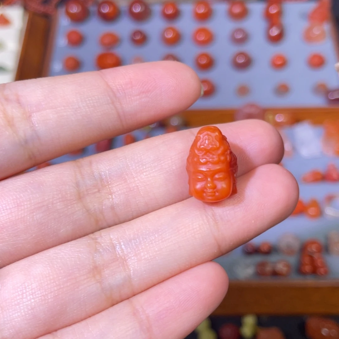 鱼***话南红玛瑙配饰未镶嵌普贤菩萨