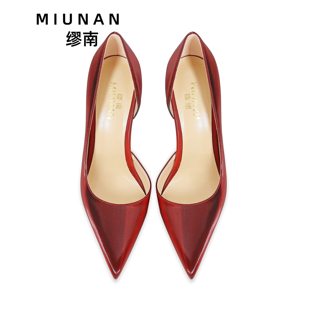 缪南侧空高跟鞋女2025爆款洋气红色尖头红底高跟鞋女不累脚高级感