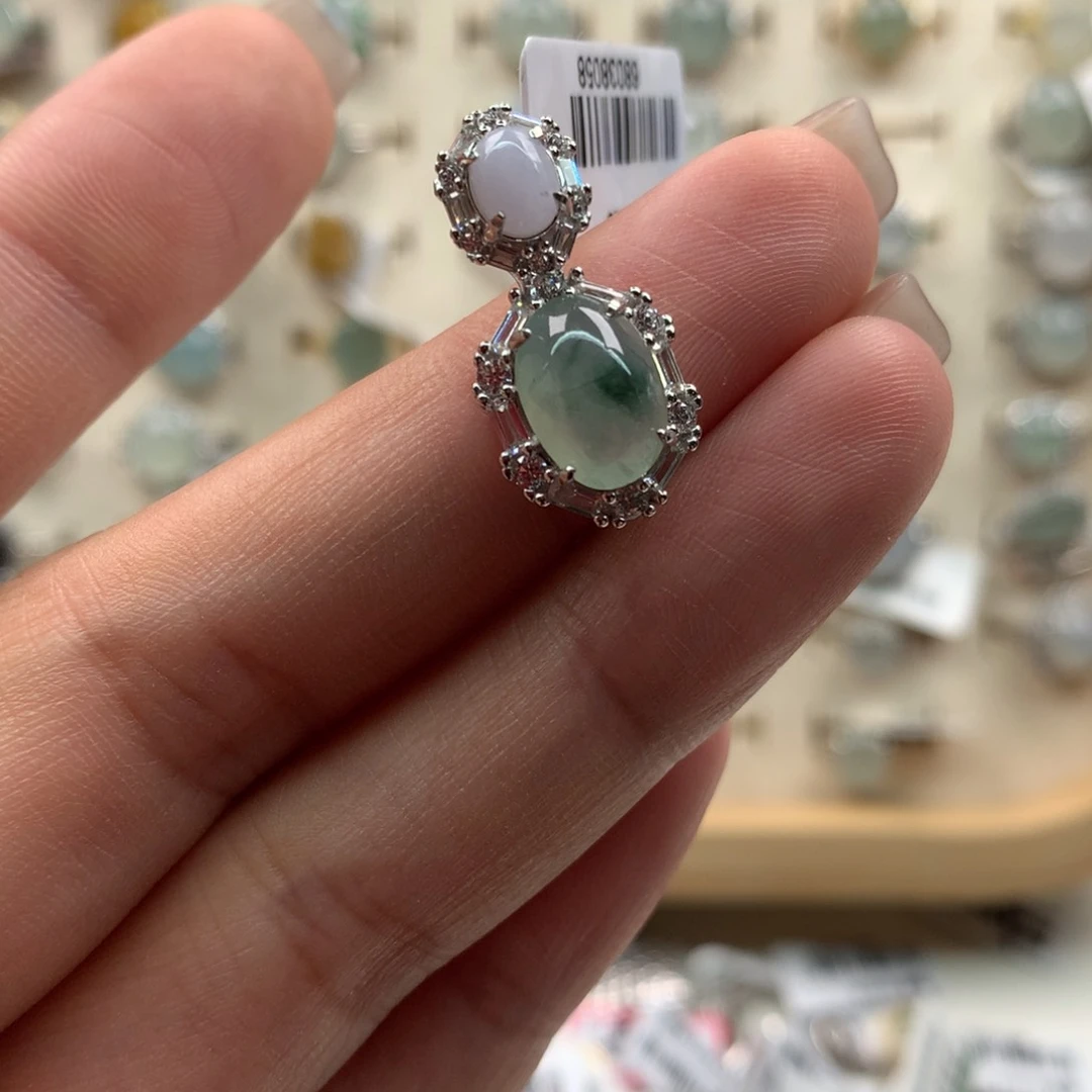 翡翠银S925镶嵌吊坠(不含链)吊坠