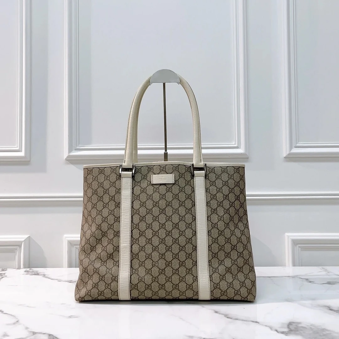 95新 GUCCI/古驰 GUCCI/古驰老花白边托特包 14045