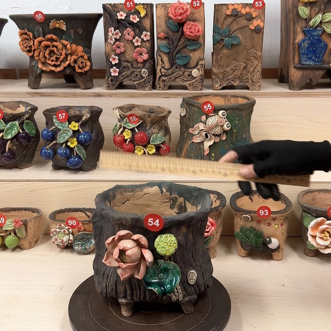 紫砂花盆54号内口17×13外高18