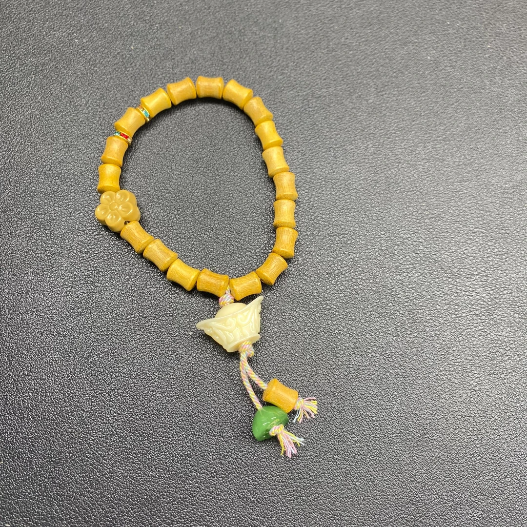 典藏品黄金檀竹节元宝手串