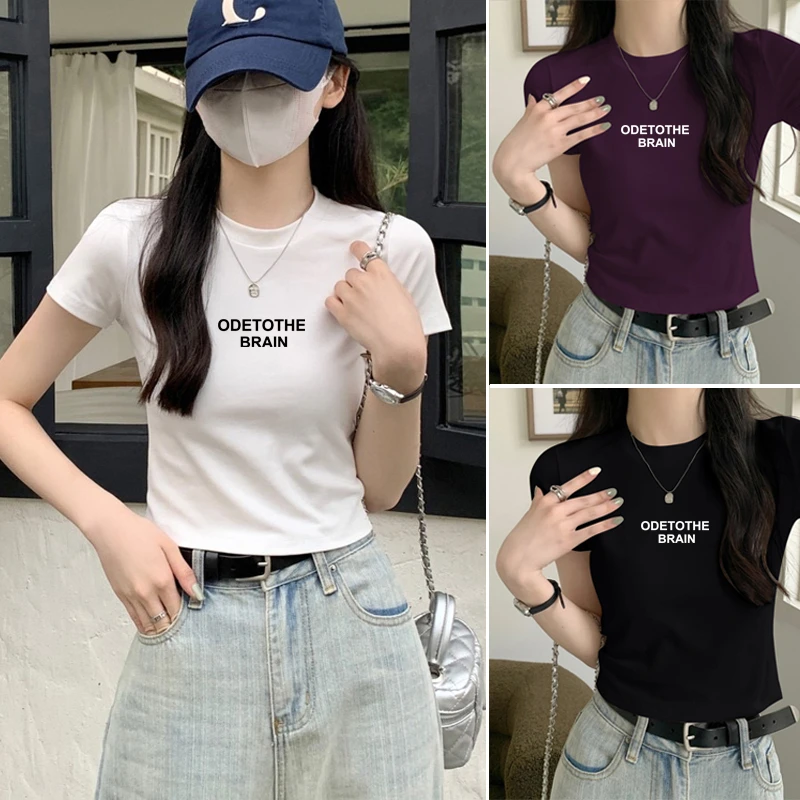 正肩短款T恤女2025夏季纯欲短袖宽松ins小众高腰显瘦小个子上衣