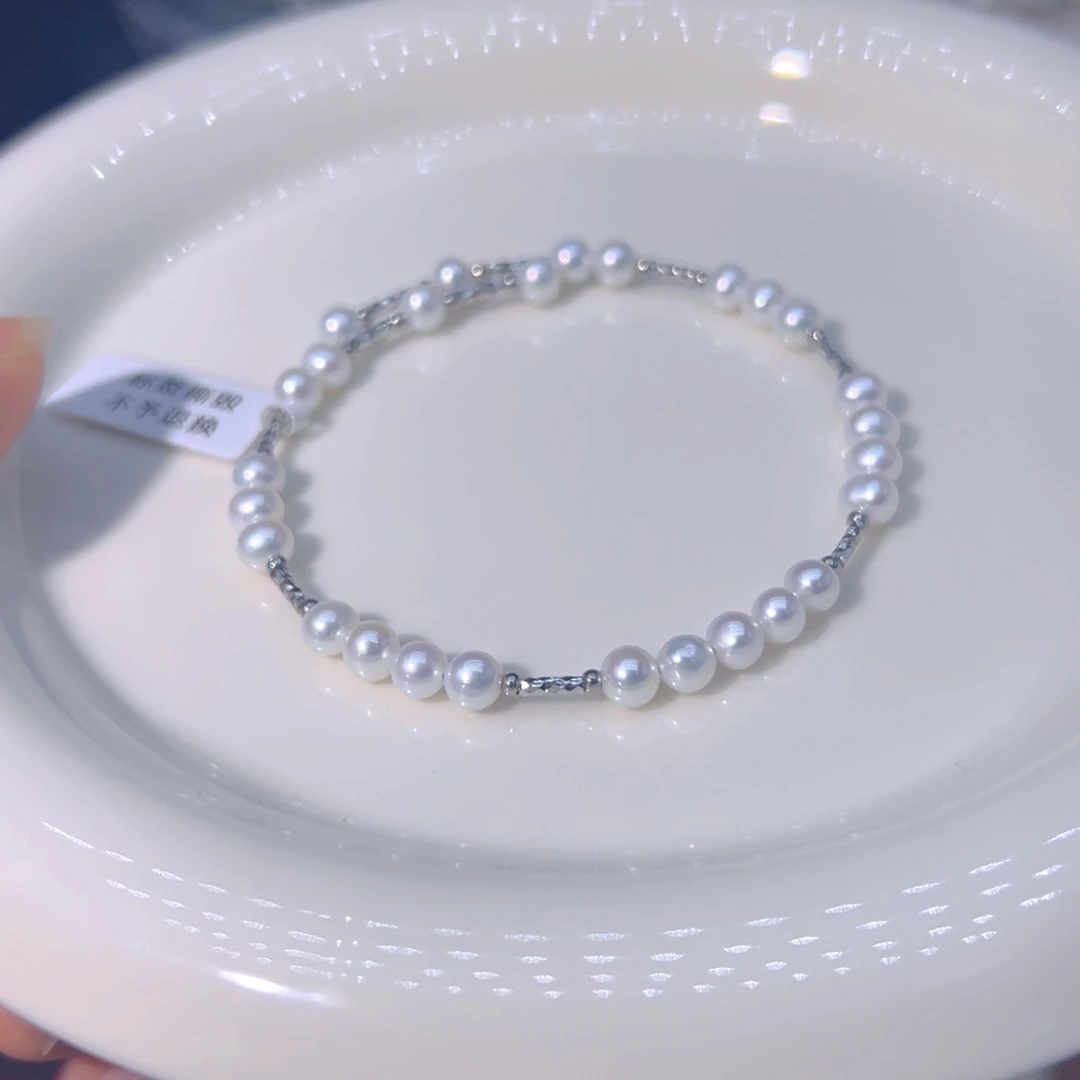 银S925镶嵌淡水珍珠极光炫彩天然珍珠