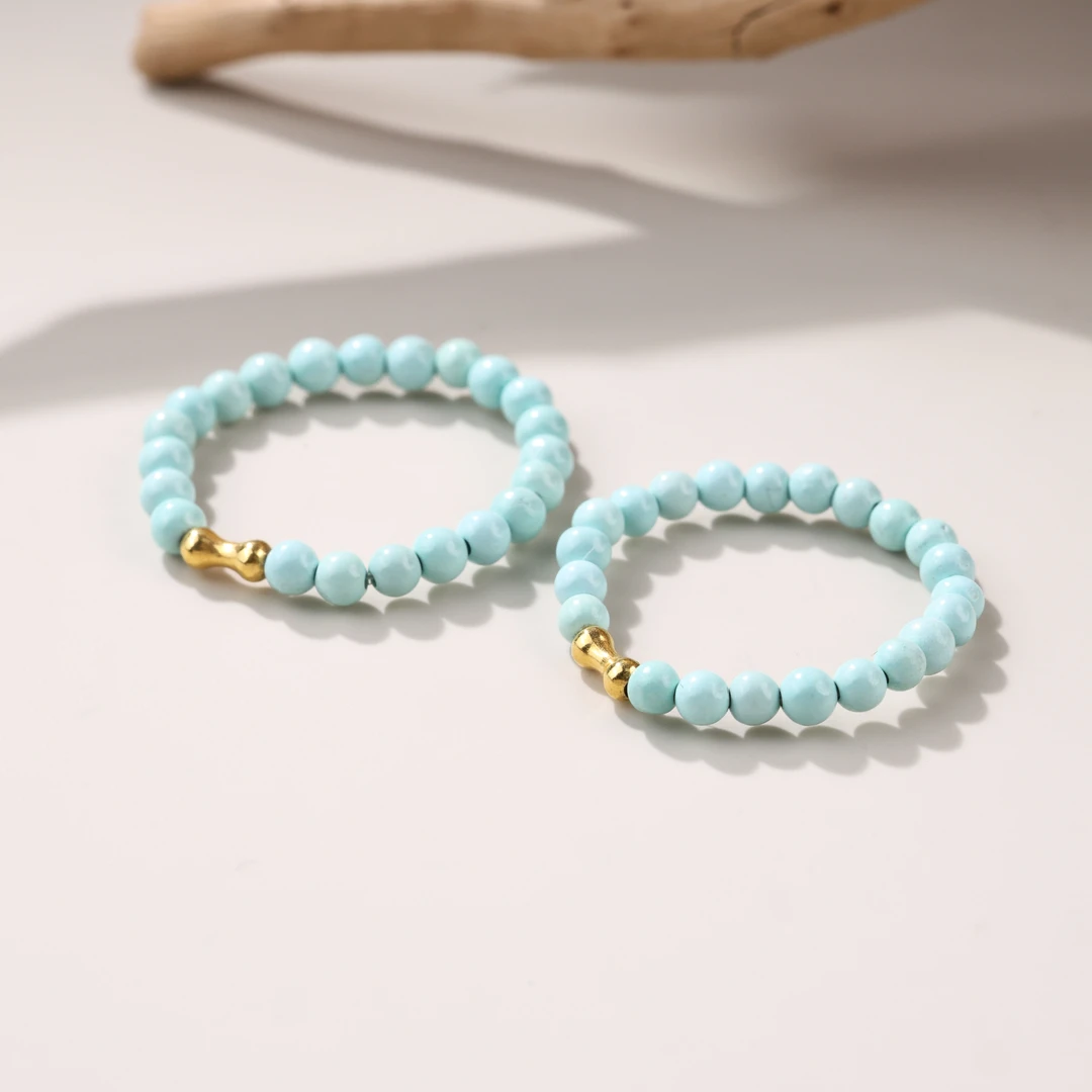 【举石优选】H0525-S3793-67绿松石戒指18k(一件/多样性发/约2mm+）H